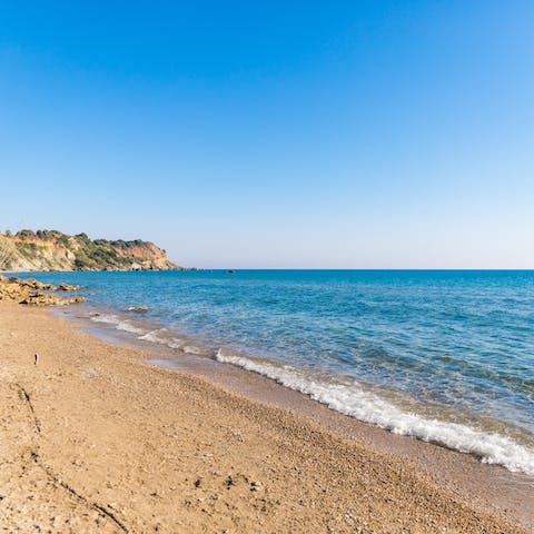 Wander down to Kanouli Beach and enjoy a dip in the Ionian Sea