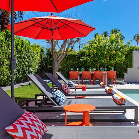 Grab a book or magazine and lie back on a comfy sun lounger