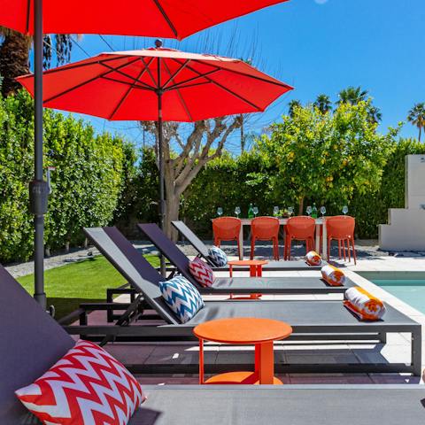 Grab a book or magazine and lie back on a comfy sun lounger