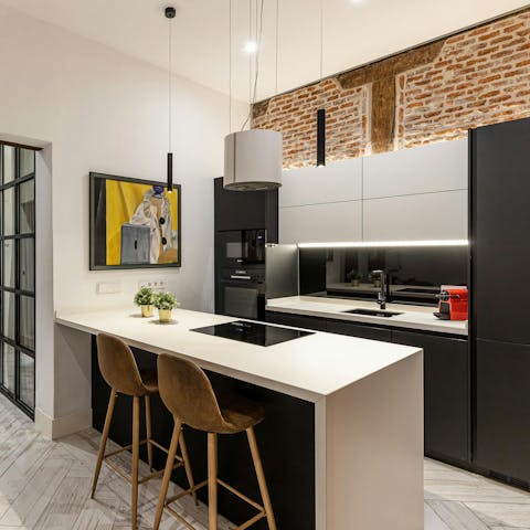 Rustle up tapas in the kitchen to nibble on in the evenings