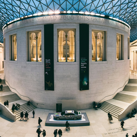 Browse the exhibitions at the British Museum, just around the corner