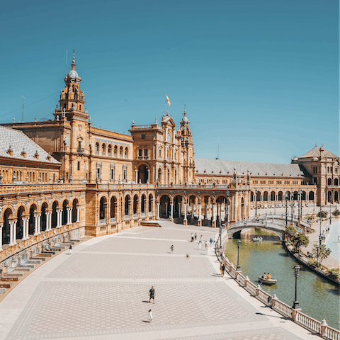 Visit the spectacular Plaza de España, a couple of kilometres south