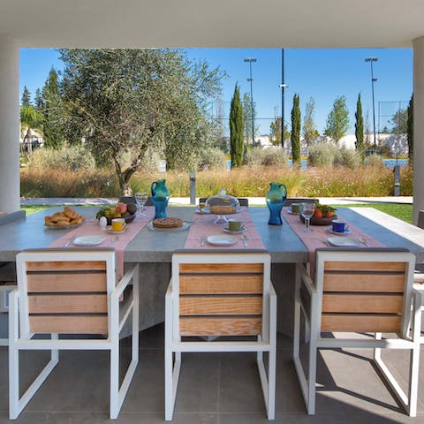 Bring bowls of pasta and antipasto out to enjoy alfresco on the terrace