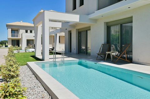 Slip into the private pool on a sunny day