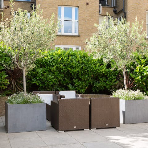 Enjoy evening drinks on the communal terrace