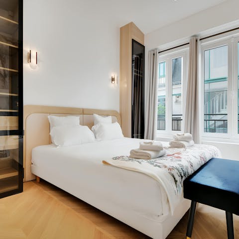 Get a comfortable night's sleep in the chic suite-style bedrooms