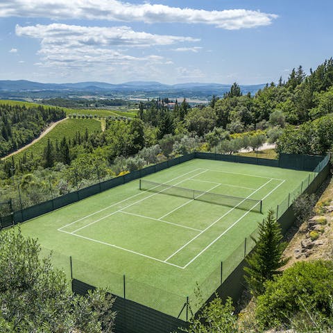 Work up appetite with a game of tennis on the shared court
