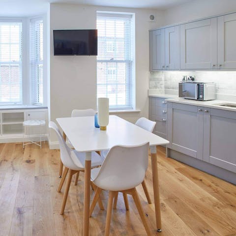 Serve up some fresh fish and chips at the dining area