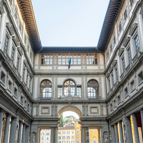Visit the iconic Uffizi Gallery, fifteen minutes away