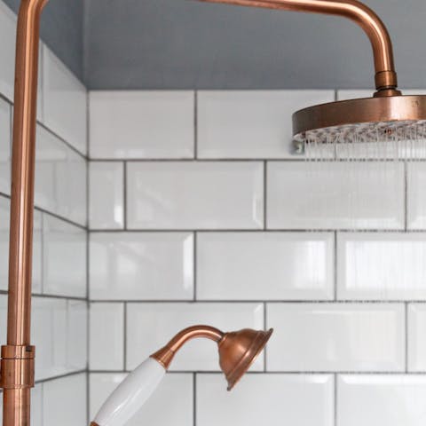 The copper accents