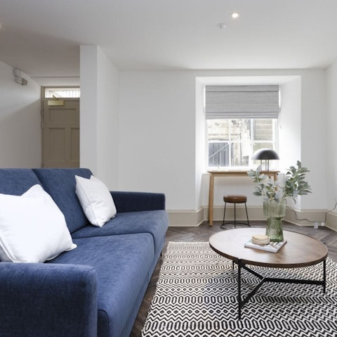 Catch up on work from the laptop-friendly workspace