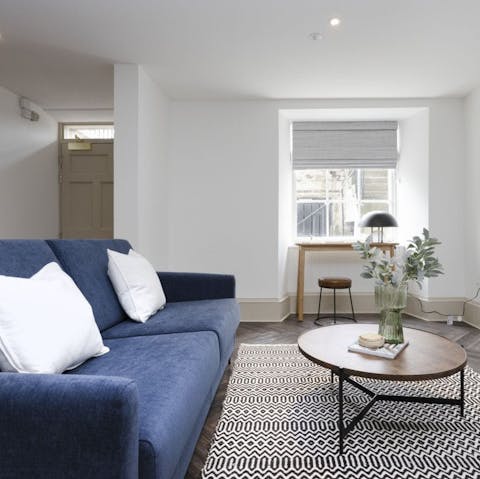 Catch up on work from the laptop-friendly workspace