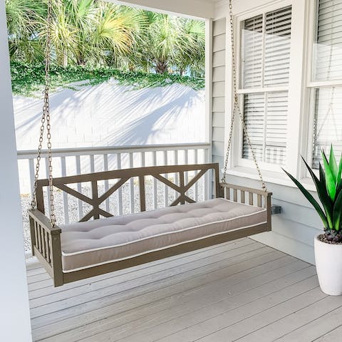 Curl up with a book on the swing seat