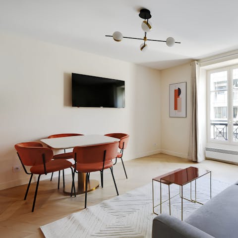 Tuck into coffee and French pastries around the dining table