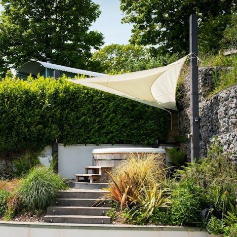 Enjoy a soak in the wood-fired hot tub
