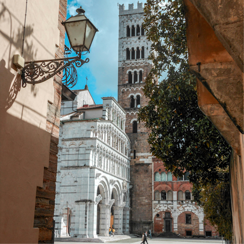 Visit Lucca Cathedral, a five-minute walk away