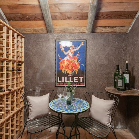Pour a glass or two in the wine room