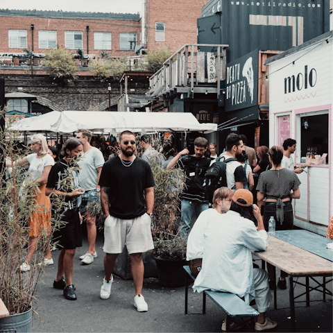 Try the various foods at Netil Market, just a twenty-two minute walk away