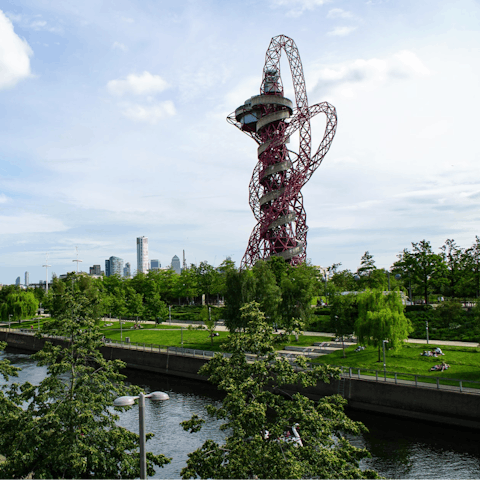 Stroll through the greenery of the Olympic Park next to the River Thames