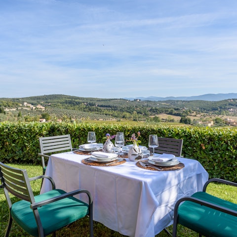 Enjoy incredible views while sipping drinks in the garden