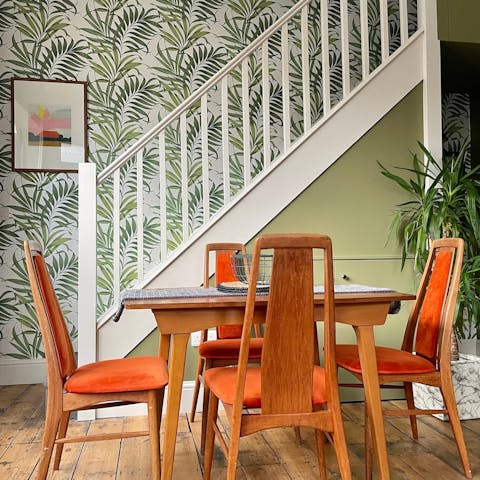 Enjoy a home-cooked meal at the intimate dining table