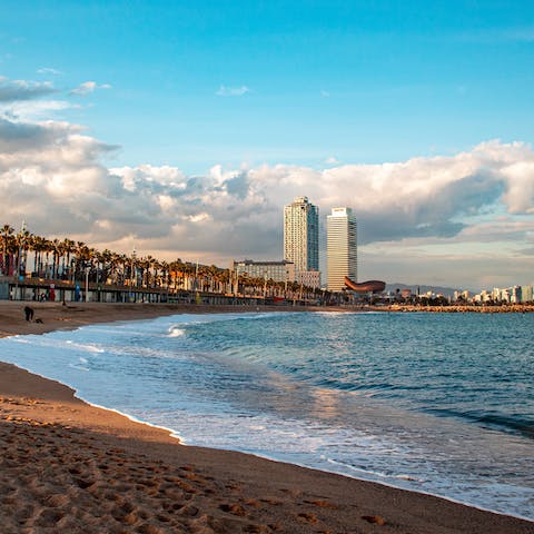 Catch some rays on Nova Icària Beach, fifteen minutes away by foot