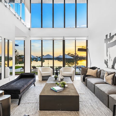 Enjoy beautiful views while lounging in the living room