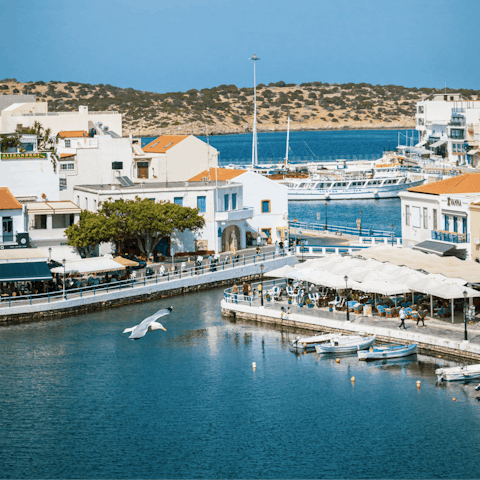 Visit the nearby town of Agios Nikolaos and sample some traditional Greek fare at a taverna