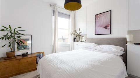 The bright & airy master bedroom