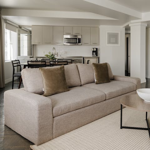 Enjoy breaks in your busy schedule with a cup of coffee in the living space