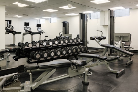 Begin the day with a quick workout in the on-site gym