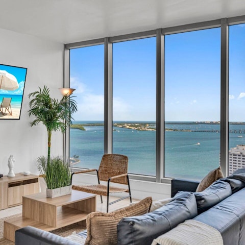 Gaze across the bay from a high-rise living room