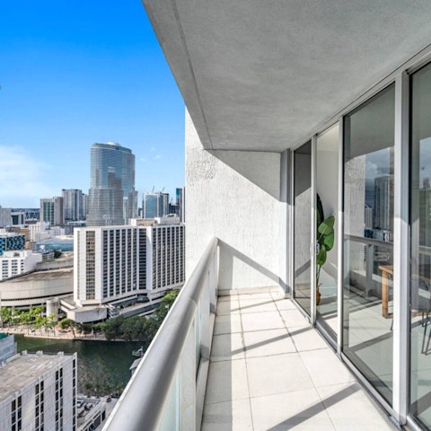 Enjoy a morning coffee on the private balcony