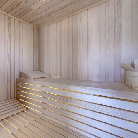 Unwind in the private sauna