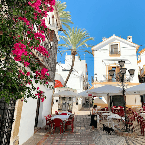 Explore popular Marbella – a twenty-minute drive away