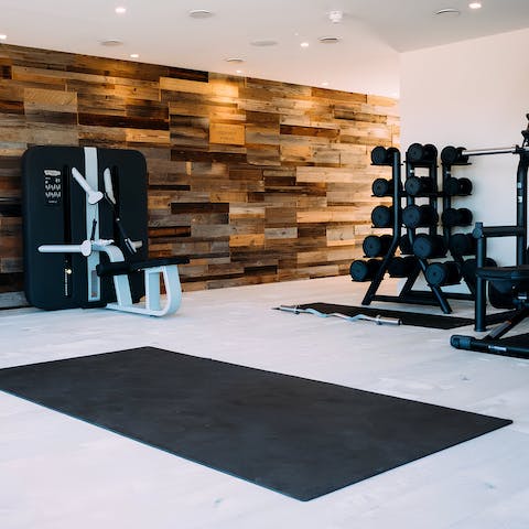 Keep on top of your fitness routine at the on-site gym