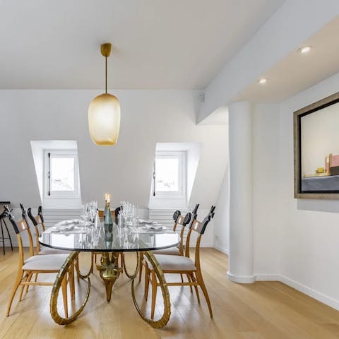 Gather around the elegant dining table for memorable feasts