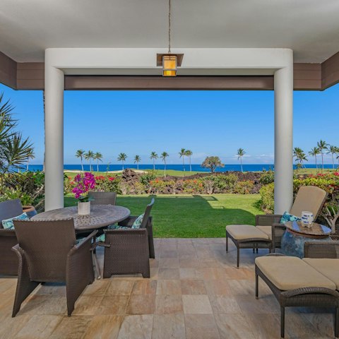 Admire views of the Pacific Ocean from the covered lanai