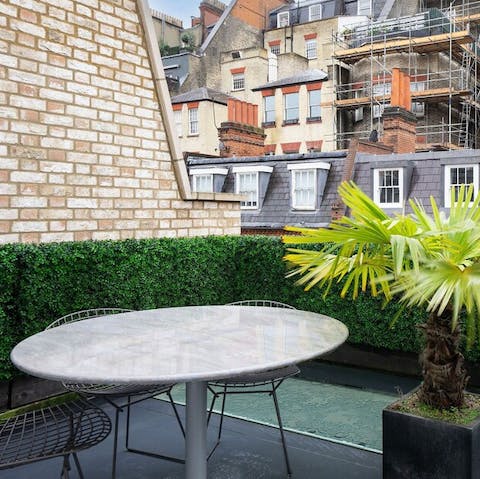 Enjoy your morning coffee out on the private terrace