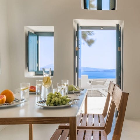 Open the doors and feel the breeze on your skin as you eat breakfast around the dining table