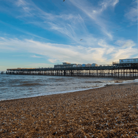 Enjoy refreshing strolls along the coast to Hastings Pier