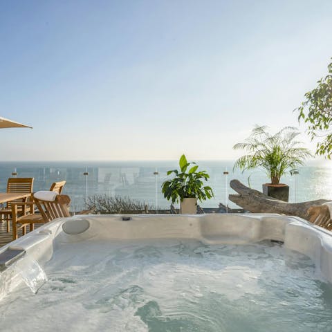 Feel a wonderful sense of wellbeing while relaxing in the hot tub
