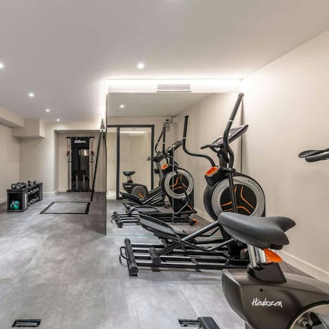 Start the day with a workout in the shared gym