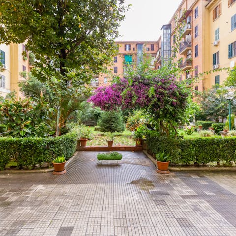 Soak up the Italian sun in the communal gardens