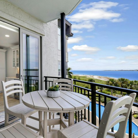 Savour the seaside scenery from your spot on the balcony