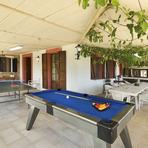 Challenge your friends and family to a pool or ping pong tournament
