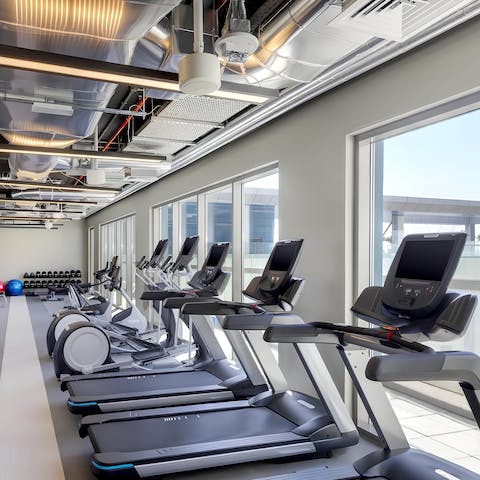 Work up a sweat in the shared gym, equipped with the latest machines