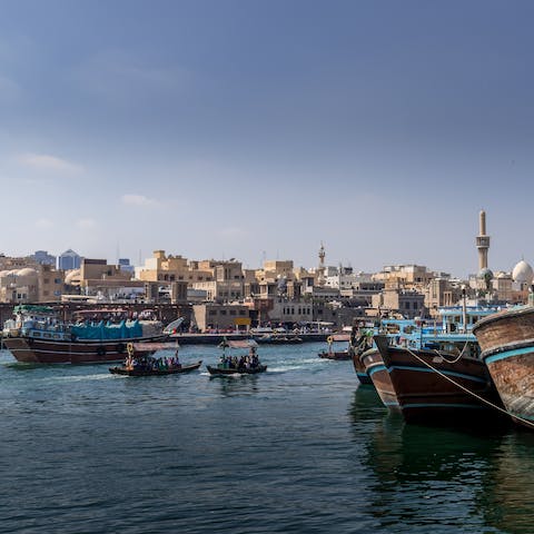 Visit Dubai Creek, a historic port full of fascinating sights, just a short drive away
