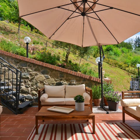 Escape the sunshine for a moment underneath the parasol