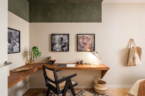 Write postcards to your loved ones at the dedicated desk space